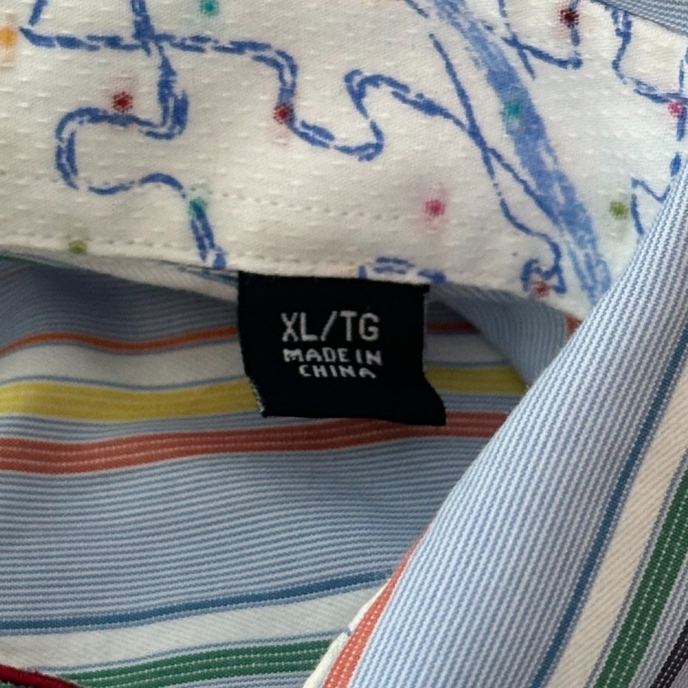 Robert Graham Mens XL Shirt Long Sleeve Flip Cuff Striped Multicolor Cotton - Picture 7 of 10